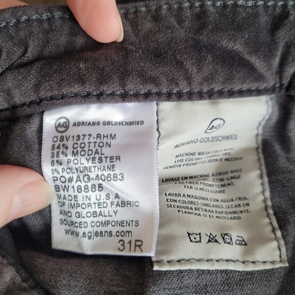 Ag Adriano Goldschmied The Stevie Ankle Slim Straight velvet jeans size 31 - Picture 13 of 13